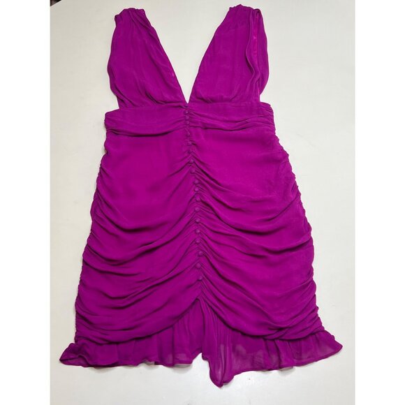 Forever 21 Vibrant Pink Ruched Dress Size L - Picture 3 of 9